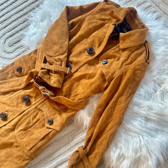 Coach Honey Lamb Leather Suede Belted Trench - Picture 10 of 16